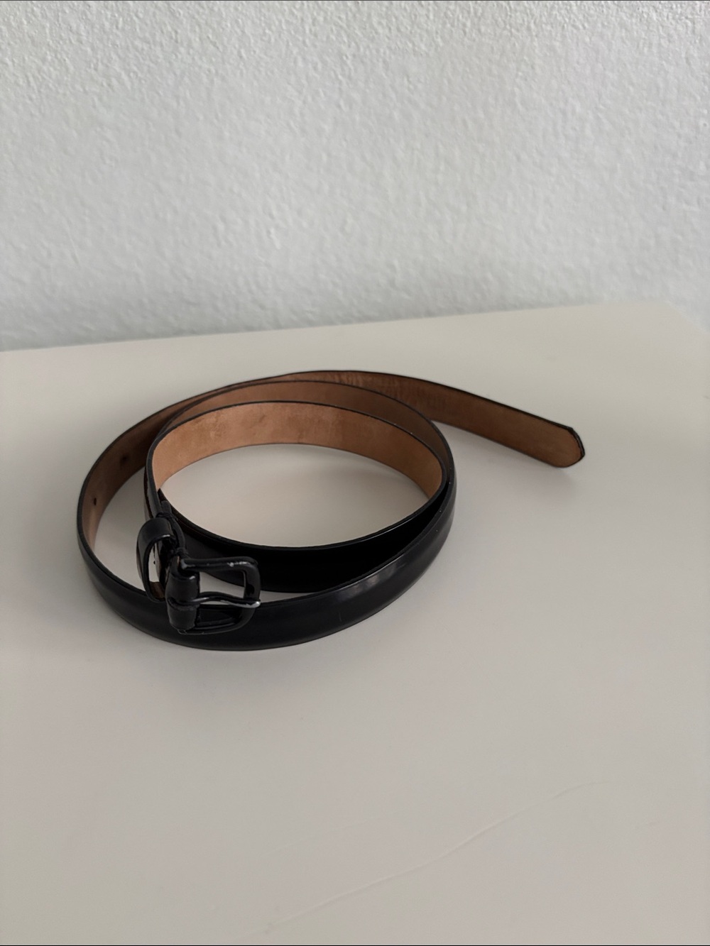 J. Crew Black Patent Leather Skinny Belt Size XS